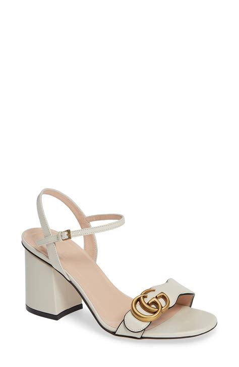 gucci sandal heels white|gucci marmont block heel sandals.